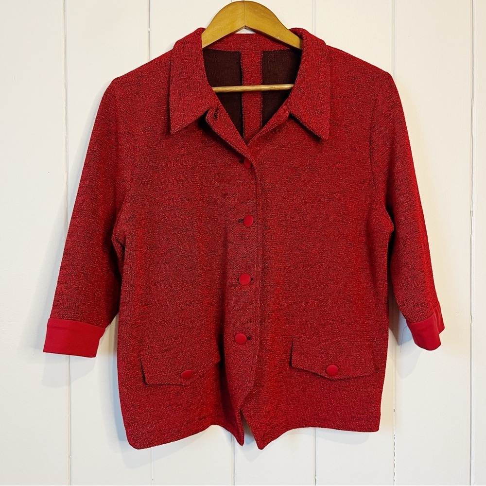 Vintage Red Shacket. No Brand, Size or Material Tags.